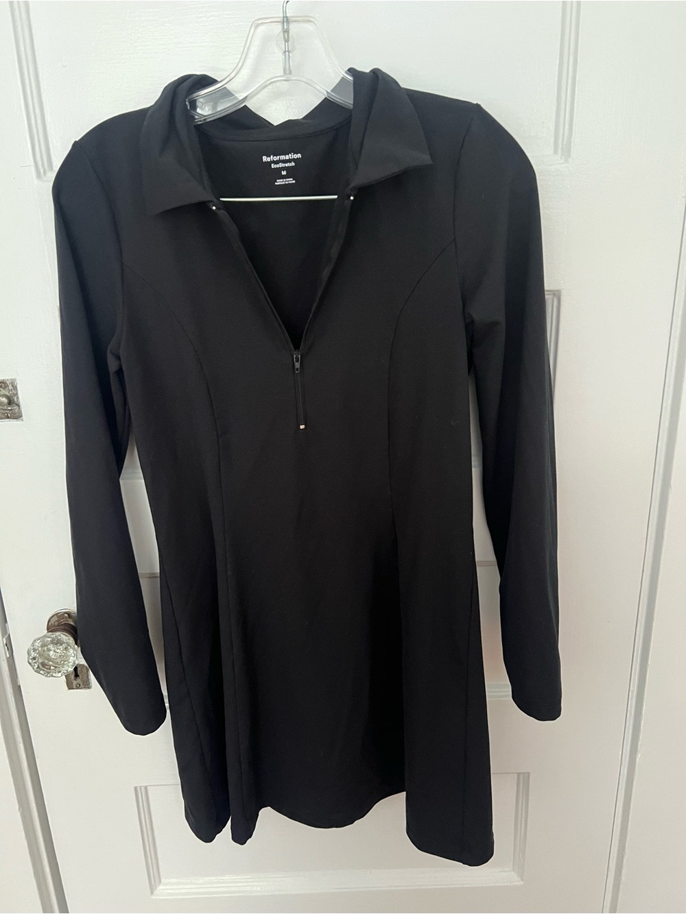 Reformation Black Long-Sleeve Zip-Front Active/Tennis Dress